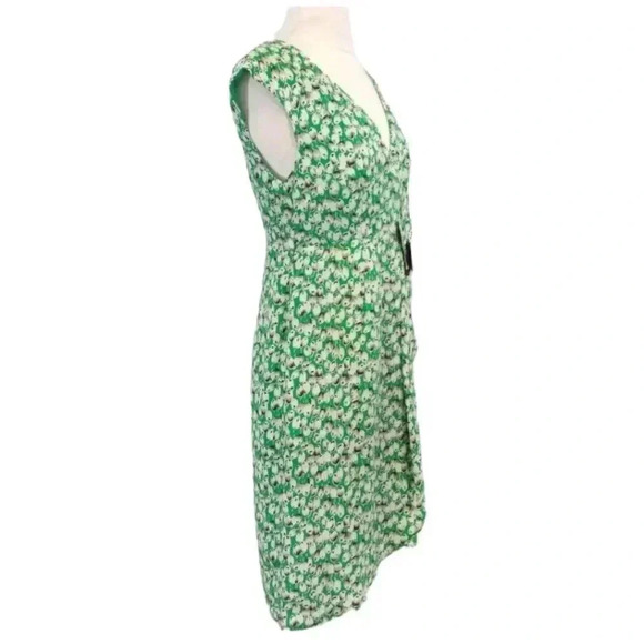 {Anthropologie} Moulinette Soeurs Green Silk Undercurrent Tulip Print Dress - Picture 3 of 14